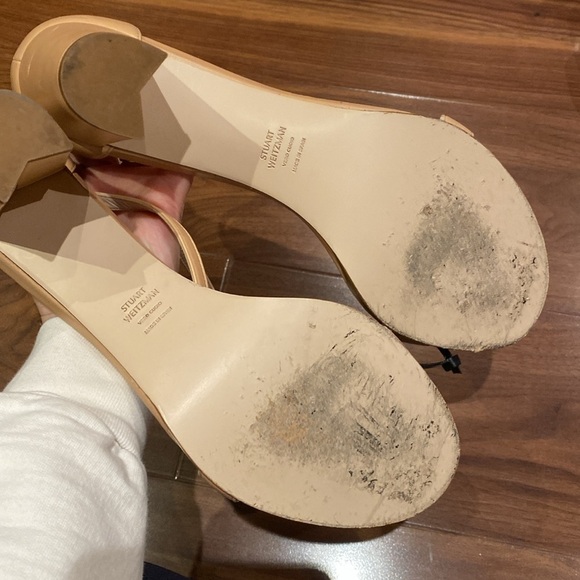 Stuart Weitzman / Nearlynude sandal heel leather nude block 11.5 - Picture 10 of 10
